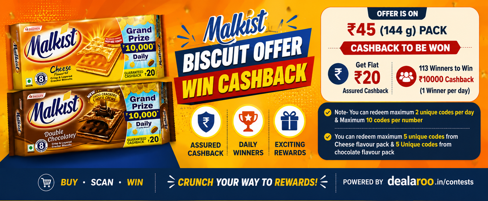 🥐 Malkist Cashback Promo – Win ₹20 Assured Cashback + ₹10,000 Daily Lucky Draw